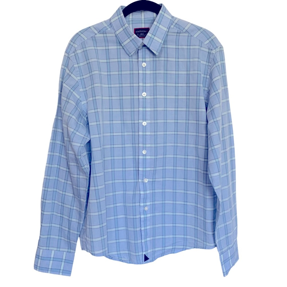 UNTUCKit Linen Blend Plaid Shirt Size Small